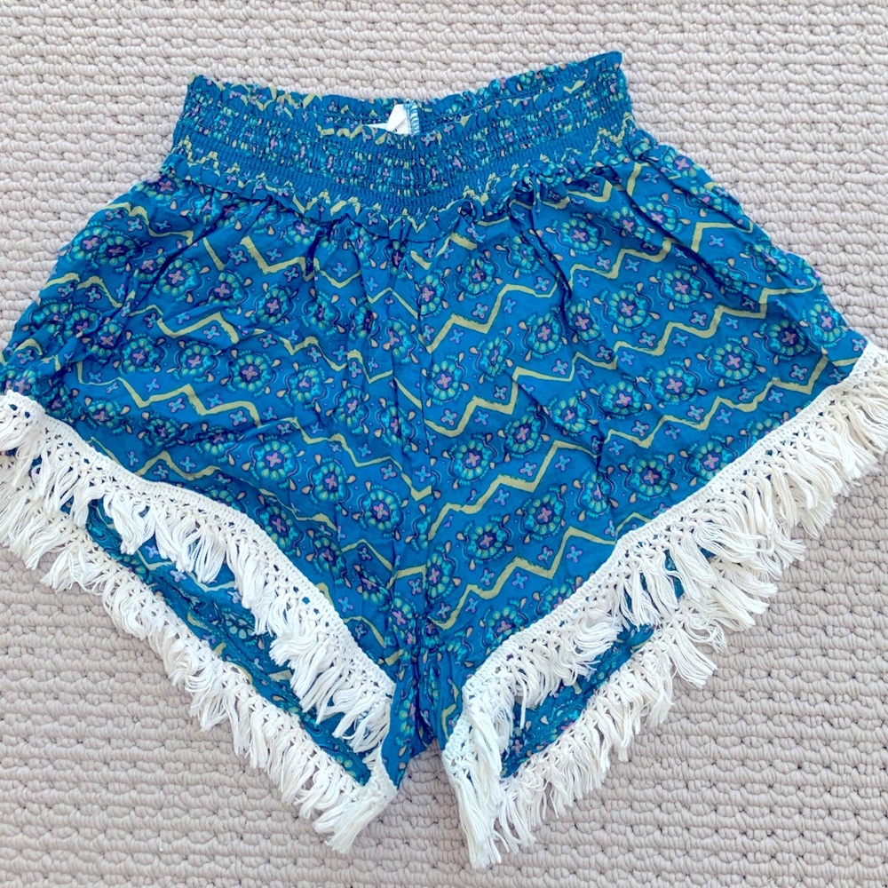 Free People Teal Boho Shorts